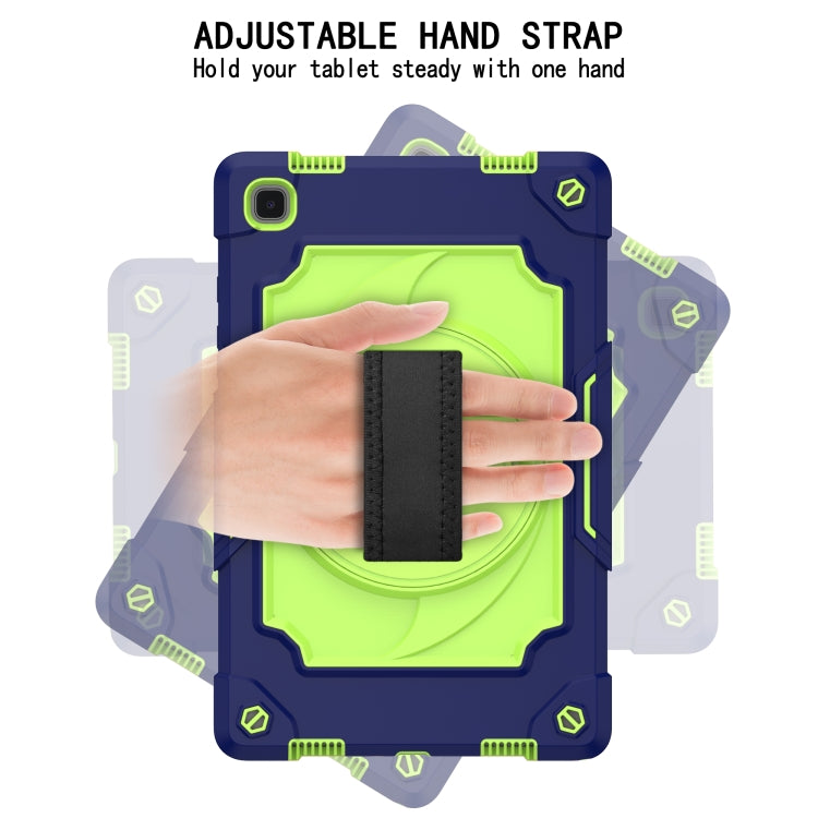 For Samsung Galaxy Tab A7 10.4 (2020)/T500 360 Degree Rotation Turntable Contrast Color Robot Shockproof Silicone + PC Protective Case with Holder(Navy Blue + Yellow Green) - Other Galaxy Tab PC by buy2fix | Online Shopping UK | buy2fix