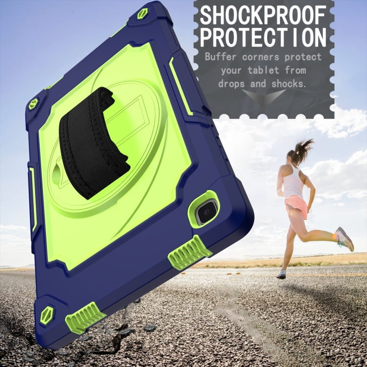 For Samsung Galaxy Tab A7 10.4 (2020)/T500 360 Degree Rotation Turntable Contrast Color Robot Shockproof Silicone + PC Protective Case with Holder(Navy Blue + Yellow Green) - Other Galaxy Tab PC by buy2fix | Online Shopping UK | buy2fix