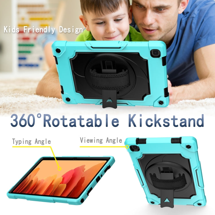 For Samsung Galaxy Tab A7 10.4 (2020)/T500 360 Degree Rotation Turntable Contrast Color Robot Shockproof Silicone + PC Protective Case with Holder(Mint Green + Black) - Other Galaxy Tab PC by buy2fix | Online Shopping UK | buy2fix