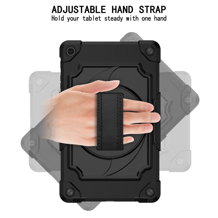 For Samsung Galaxy Tab A 10.1 (2019)/T515 360 Degree Rotation Turntable Contrast Color Robot Shockproof Silicone + PC Protective Case with Holder(Black) - Tab A 10.1 (2019) T510 / T515 by buy2fix | Online Shopping UK | buy2fix