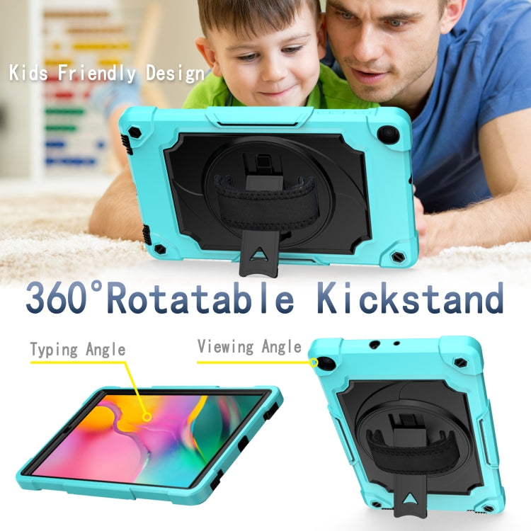 For Samsung Galaxy Tab A 10.1 (2019)/T515 360 Degree Rotation Turntable Contrast Color Robot Shockproof Silicone + PC Protective Case with Holder(Mint Green + Black) - Tab A 10.1 (2019) T510 / T515 by buy2fix | Online Shopping UK | buy2fix