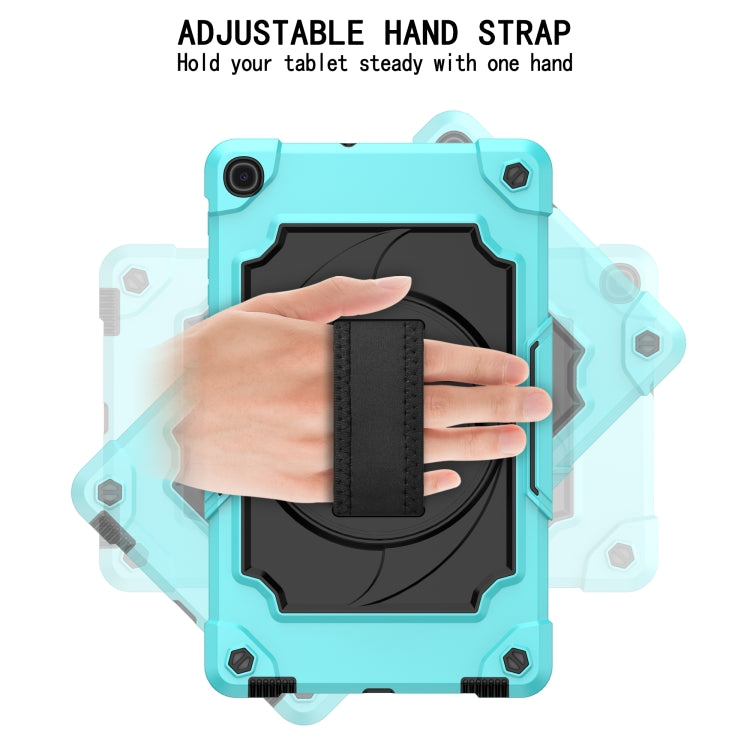 For Samsung Galaxy Tab A 10.1 (2019)/T515 360 Degree Rotation Turntable Contrast Color Robot Shockproof Silicone + PC Protective Case with Holder(Mint Green + Black) - Tab A 10.1 (2019) T510 / T515 by buy2fix | Online Shopping UK | buy2fix