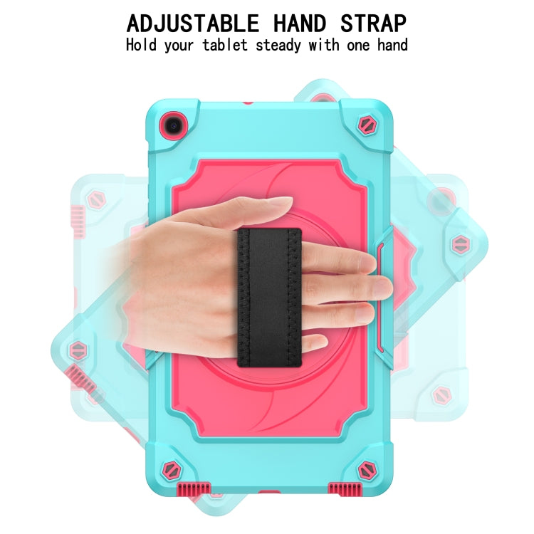 For Samsung Galaxy Tab A 10.1 (2019)/T515 360 Degree Rotation Turntable Contrast Color Robot Shockproof Silicone + PC Protective Case with Holder(Mint Green + Rose Red) - Tab A 10.1 (2019) T510 / T515 by buy2fix | Online Shopping UK | buy2fix