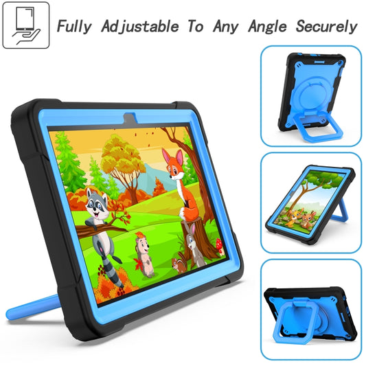 For Amazon Kindle Fire HD 8 (2020) Contrast Color Shockproof Robot Silicone + PC Case with Wristband Holder(Black + Blue) - Amazon by buy2fix | Online Shopping UK | buy2fix