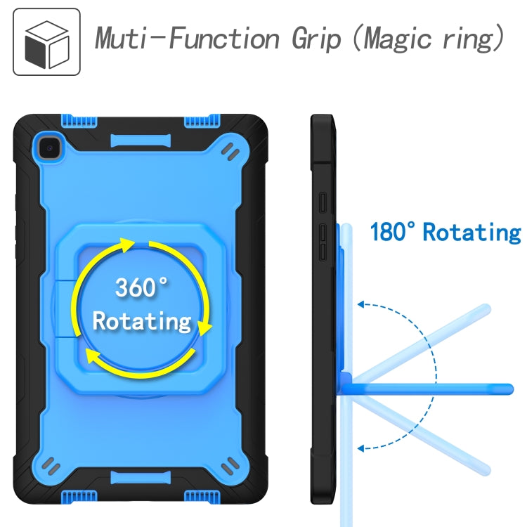 For Samsung Galaxy Tab A7 10.4 (2020) T500 / T505 Contrast Color Shockproof Robot Silicone + PC Case with Wristband Holder(Black + Blue) - Other Galaxy Tab PC by buy2fix | Online Shopping UK | buy2fix
