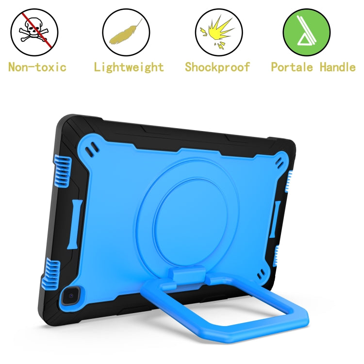 For Samsung Galaxy Tab A7 10.4 (2020) T500 / T505 Contrast Color Shockproof Robot Silicone + PC Case with Wristband Holder(Black + Blue) - Other Galaxy Tab PC by buy2fix | Online Shopping UK | buy2fix