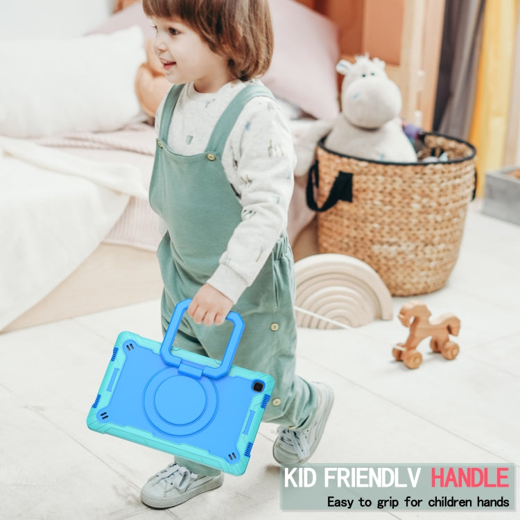 For Samsung Galaxy Tab A7 10.4 (2020) T500 / T505 Contrast Color Shockproof Robot Silicone + PC Case with Wristband Holder(Mint Green + Blue) - Other Galaxy Tab PC by buy2fix | Online Shopping UK | buy2fix