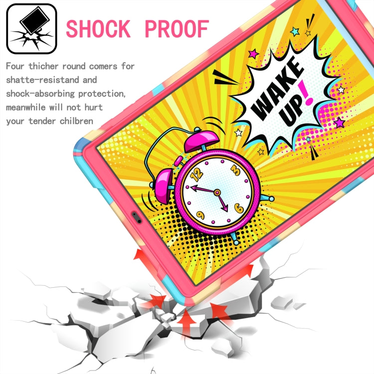 For Samsung Galaxy Tab A10.1 (2019) T510 Contrast Color Shockproof Robot Silicone + PC Case with Wristband Holder(Camouflage + Rose Red) - Tab A 10.1 (2019) T510 / T515 by buy2fix | Online Shopping UK | buy2fix