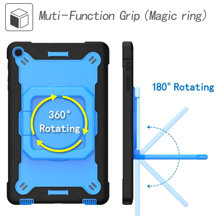 For Samsung Galaxy Tab A10.1 (2019) T510 Contrast Color Shockproof Robot Silicone + PC Case with Wristband Holder(Black + Blue) - Tab A 10.1 (2019) T510 / T515 by buy2fix | Online Shopping UK | buy2fix