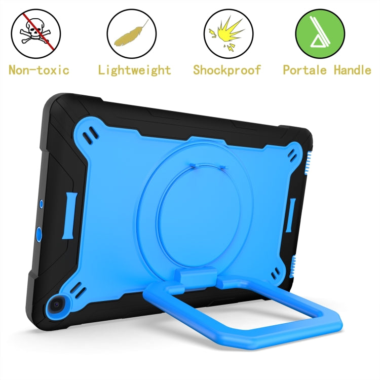 For Samsung Galaxy Tab A10.1 (2019) T510 Contrast Color Shockproof Robot Silicone + PC Case with Wristband Holder(Black + Blue) - Tab A 10.1 (2019) T510 / T515 by buy2fix | Online Shopping UK | buy2fix