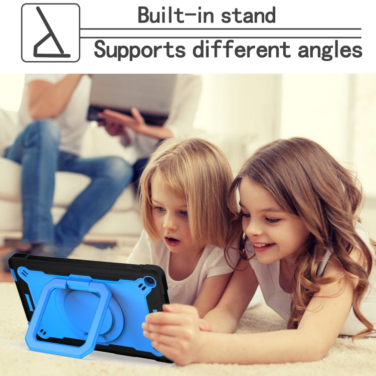 For Samsung Galaxy Tab A10.1 (2019) T510 Contrast Color Shockproof Robot Silicone + PC Case with Wristband Holder(Black + Blue) - Tab A 10.1 (2019) T510 / T515 by buy2fix | Online Shopping UK | buy2fix