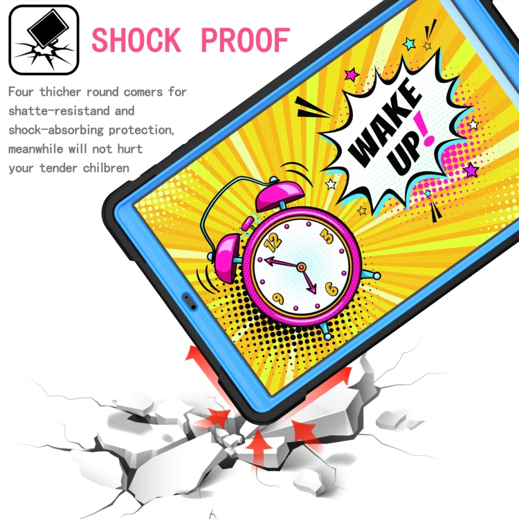 For Samsung Galaxy Tab A10.1 (2019) T510 Contrast Color Shockproof Robot Silicone + PC Case with Wristband Holder(Black + Blue) - Tab A 10.1 (2019) T510 / T515 by buy2fix | Online Shopping UK | buy2fix