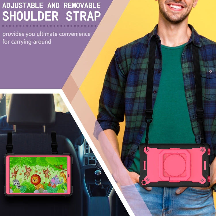 For Samsung Galaxy Tab A10.1 (2019) T510 Contrast Color Shockproof Robot Silicone + PC Case with Wristband Holder(Black + Rose Red) - Tab A 10.1 (2019) T510 / T515 by buy2fix | Online Shopping UK | buy2fix