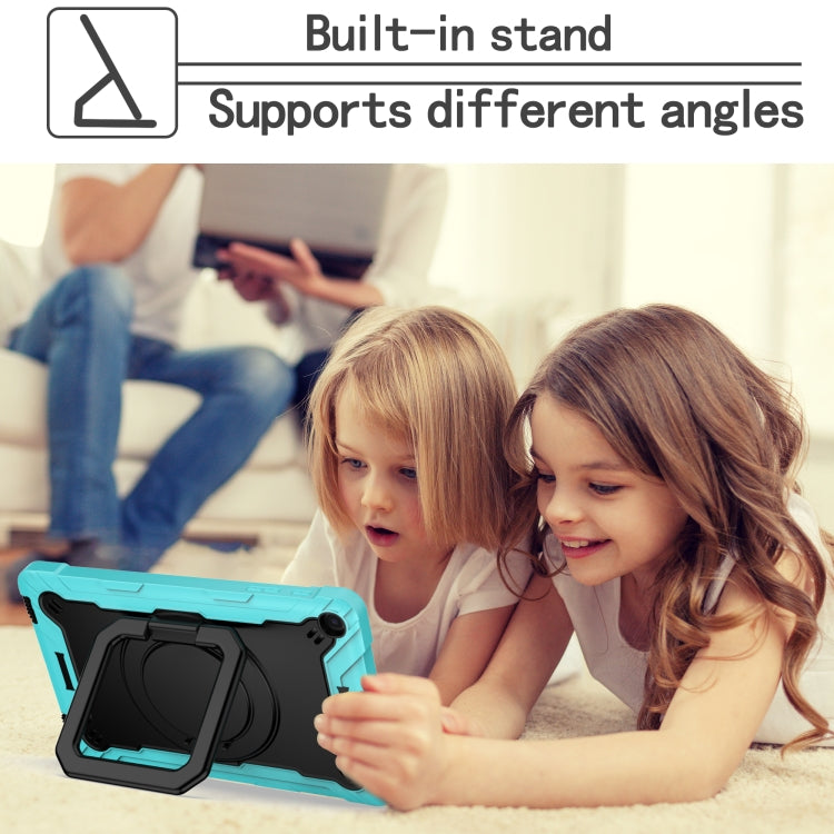 For Samsung Galaxy Tab A10.1 (2019) T510 Contrast Color Shockproof Robot Silicone + PC Case with Wristband Holder(Mint Green + Black) - Tab A 10.1 (2019) T510 / T515 by buy2fix | Online Shopping UK | buy2fix