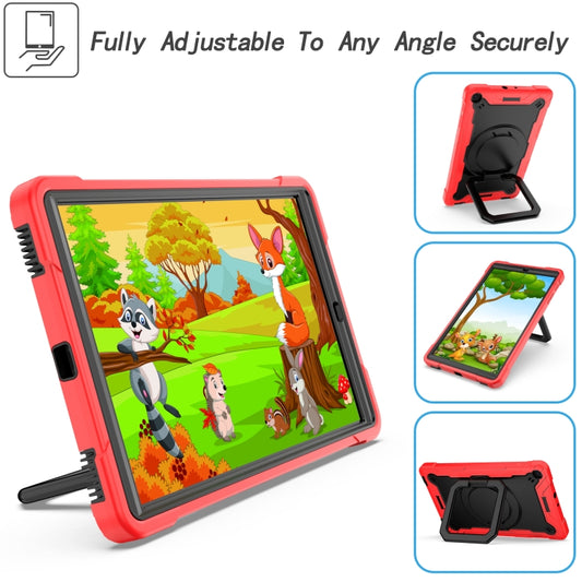For Samsung Galaxy Tab A10.1 (2019) T510 Contrast Color Shockproof Robot Silicone + PC Case with Wristband Holder(Red + Black) - Tab A 10.1 (2019) T510 / T515 by buy2fix | Online Shopping UK | buy2fix