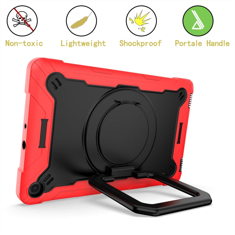 For Samsung Galaxy Tab A10.1 (2019) T510 Contrast Color Shockproof Robot Silicone + PC Case with Wristband Holder(Red + Black) - Tab A 10.1 (2019) T510 / T515 by buy2fix | Online Shopping UK | buy2fix