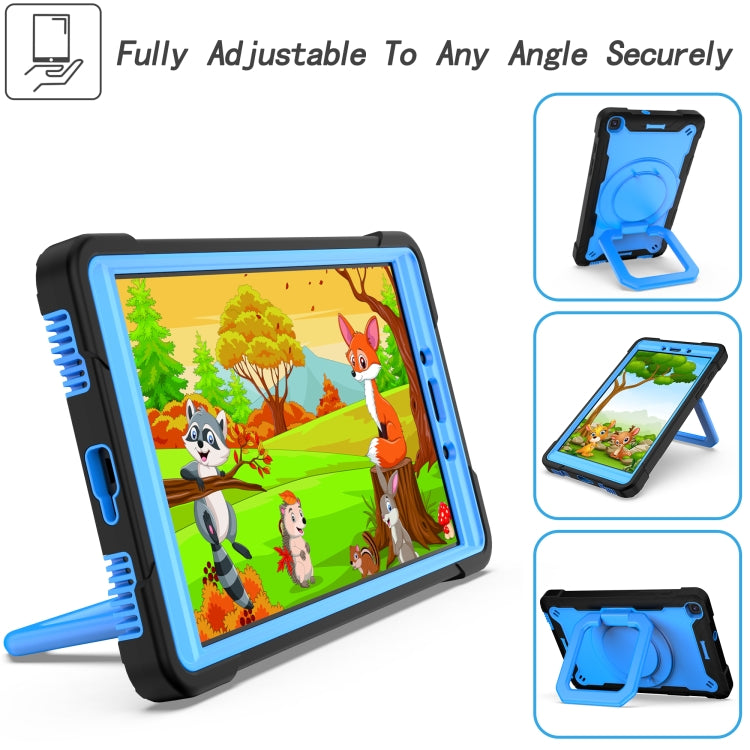For Samsung Galaxy Tab A 8.0 (2019) T290 Contrast Color Shockproof Robot Silicone + PC Case with Wristband Holder(Black + Blue) - Other Galaxy Tab PC by buy2fix | Online Shopping UK | buy2fix