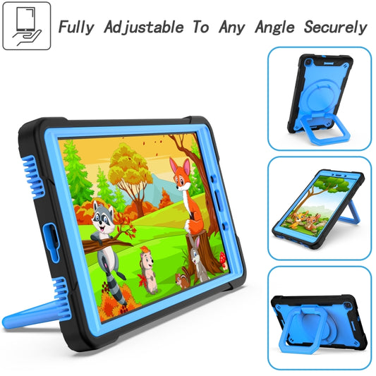 For Samsung Galaxy Tab A 8.0 (2019) T290 Contrast Color Shockproof Robot Silicone + PC Case with Wristband Holder(Black + Blue) - Other Galaxy Tab PC by buy2fix | Online Shopping UK | buy2fix