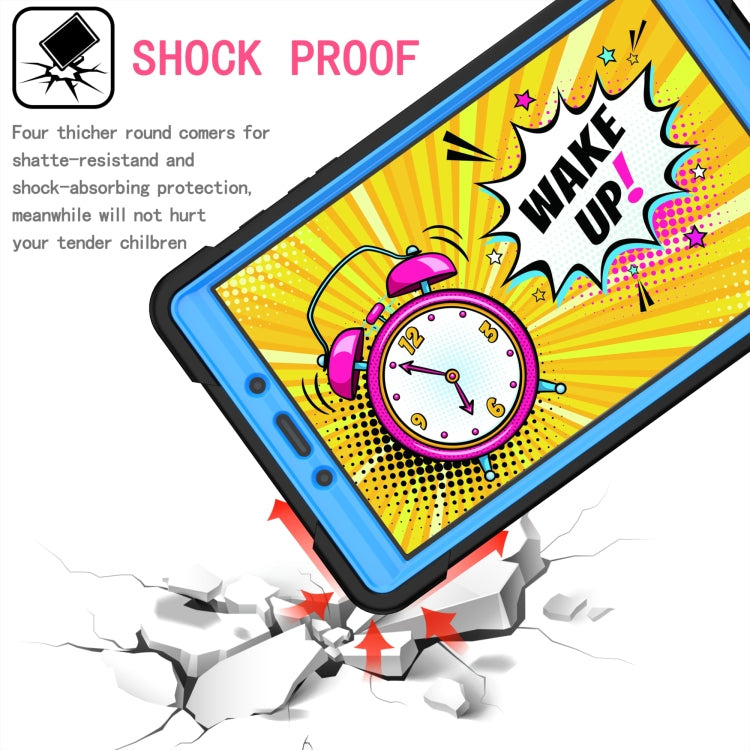 For Samsung Galaxy Tab A 8.0 (2019) T290 Contrast Color Shockproof Robot Silicone + PC Case with Wristband Holder(Black + Blue) - Other Galaxy Tab PC by buy2fix | Online Shopping UK | buy2fix