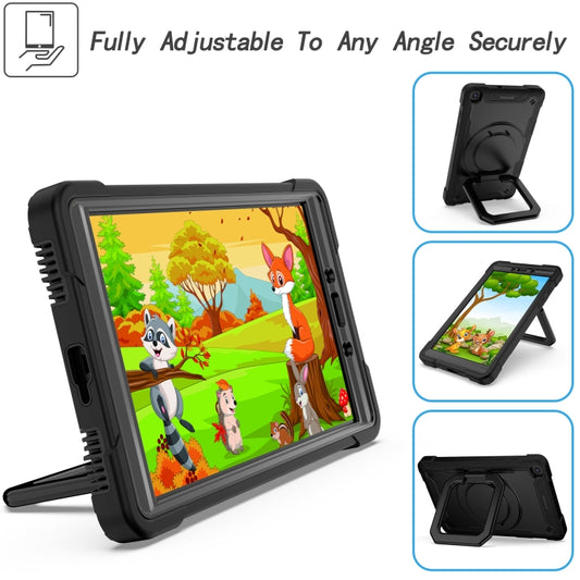 For Samsung Galaxy Tab A 8.0 (2019) T290 Contrast Color Shockproof Robot Silicone + PC Case with Wristband Holder(Black) - Other Galaxy Tab PC by buy2fix | Online Shopping UK | buy2fix