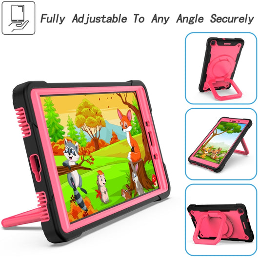 For Samsung Galaxy Tab A 8.0 (2019) T290 Contrast Color Shockproof Robot Silicone + PC Case with Wristband Holder(Black + Rose Red) - Other Galaxy Tab PC by buy2fix | Online Shopping UK | buy2fix