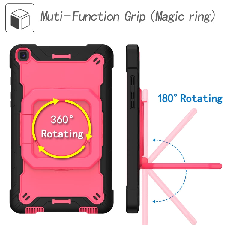 For Samsung Galaxy Tab A 8.0 (2019) T290 Contrast Color Shockproof Robot Silicone + PC Case with Wristband Holder(Black + Rose Red) - Other Galaxy Tab PC by buy2fix | Online Shopping UK | buy2fix