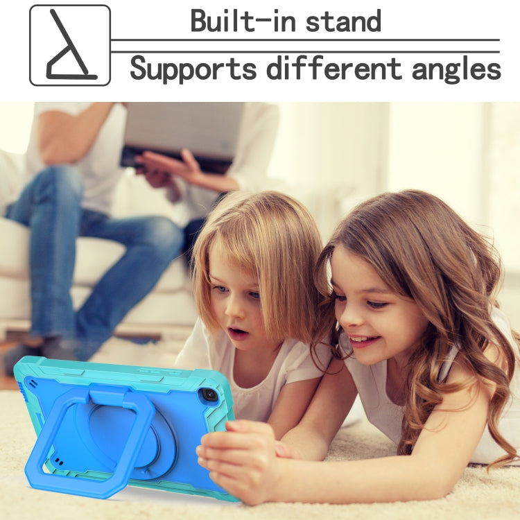 For Samsung Galaxy Tab A 8.0 (2019) T290 Contrast Color Shockproof Robot Silicone + PC Case with Wristband Holder(Mint Green + Blue) - Other Galaxy Tab PC by buy2fix | Online Shopping UK | buy2fix