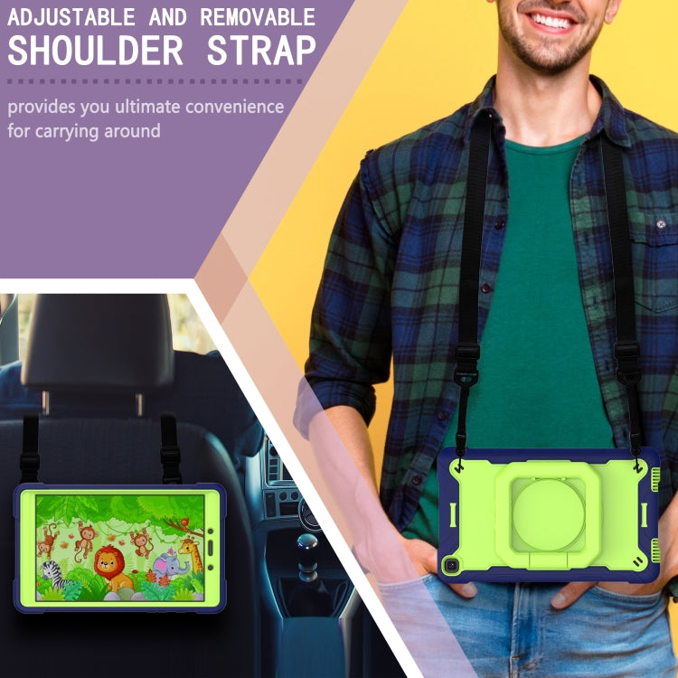 For Samsung Galaxy Tab A 8.0 (2019) T290 Contrast Color Shockproof Robot Silicone + PC Case with Wristband Holder(Navy Blue + Yellow-green) - Other Galaxy Tab PC by buy2fix | Online Shopping UK | buy2fix