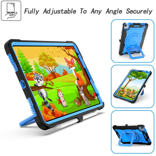 Contrast Color Shockproof Robot Silicone + PC Case with Wristband Holder For iPad Air 2022 / 2020 10.9(Black + Blue) - iPad Air (2022) / (2020) 10.9 Cases by buy2fix | Online Shopping UK | buy2fix