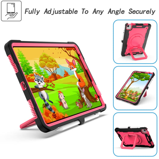 Contrast Color Shockproof Robot Silicone + PC Case with Wristband Holder For iPad Air 2022 / 2020 10.9(Black + Rose Red) - iPad Air (2022) / (2020) 10.9 Cases by buy2fix | Online Shopping UK | buy2fix