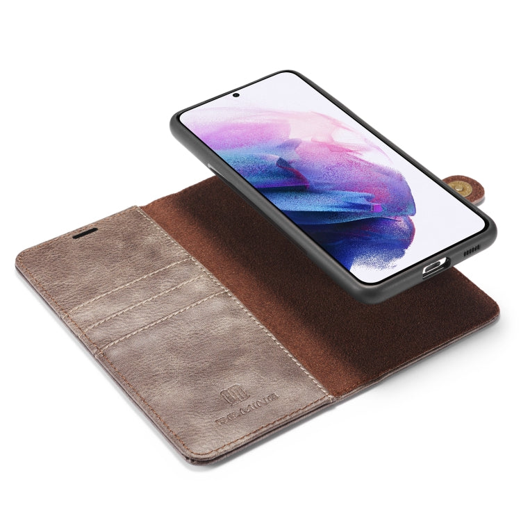 For Samsung Galaxy S21 5G DG.MING Crazy Horse Texture Flip Detachable Magnetic Leather Case with Holder & Card Slots & Wallet(Grey) by DG.MING