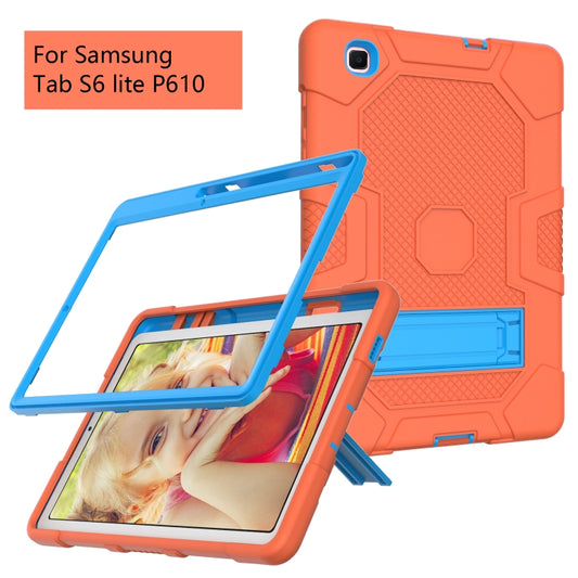 For Samsung Galaxy Tab S6 Lite P610 Contrast Color Robot Shockproof Silicone + PC Protective Case with Holder (Orange Blue) - Tab S6 Lite P610 / P615 by buy2fix | Online Shopping UK | buy2fix