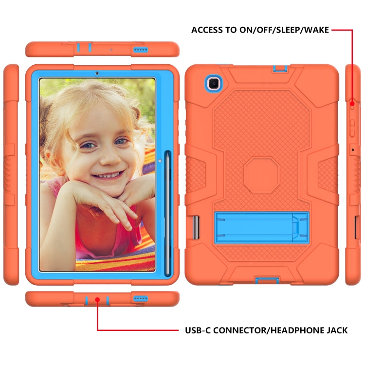 For Samsung Galaxy Tab S6 Lite P610 Contrast Color Robot Shockproof Silicone + PC Protective Case with Holder (Orange Blue) - Tab S6 Lite P610 / P615 by buy2fix | Online Shopping UK | buy2fix