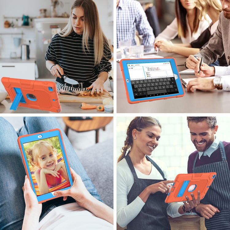 Contrast Color Robot Shockproof Silicone + PC Protective Case with Holder For iPad 9.7 (2018 / 2017)(Orange Blue) - iPad 9.7 (2018) & (2017) Cases by buy2fix | Online Shopping UK | buy2fix