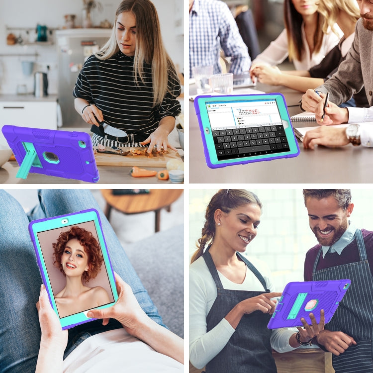 Contrast Color Robot Shockproof Silicone + PC Protective Case with Holder For iPad 9.7 (2018 / 2017)(Purple Mint Green) - iPad 9.7 (2018) & (2017) Cases by buy2fix | Online Shopping UK | buy2fix