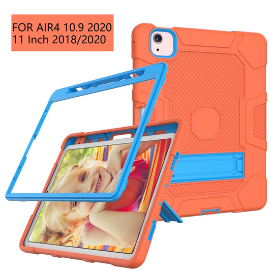 Contrast Color Robot Shockproof Silicone + PC Protective Case with Holder For iPad Air 2022 / 2020 10.9 inch(Orange Blue) - iPad Air (2022) / (2020) 10.9 Cases by buy2fix | Online Shopping UK | buy2fix