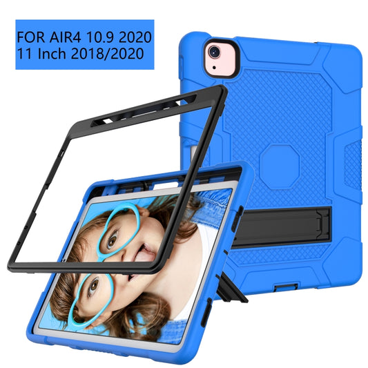 Contrast Color Robot Shockproof Silicone + PC Protective Case with Holder For iPad Air 2022 / 2020 10.9 inch(Dark Blue Black) - iPad Air (2022) / (2020) 10.9 Cases by buy2fix | Online Shopping UK | buy2fix
