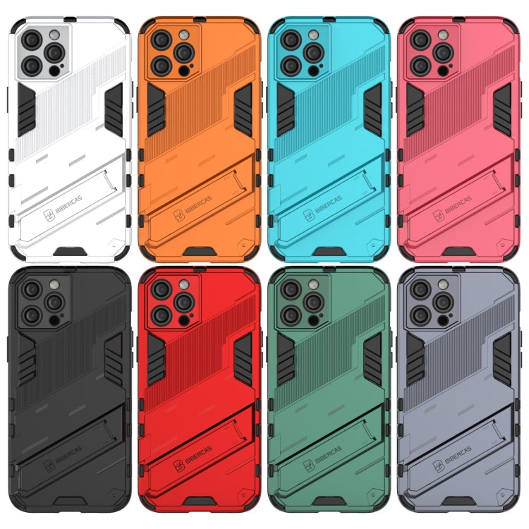 For iPhone 12 Pro Max Punk Armor 2 in 1 PC + TPU Shockproof Case with Invisible Holder(Light Red) by buy2fix