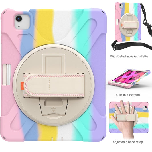 Shockproof Colorful Silicone + PC Protective Case with Holder & Shoulder Strap & Hand Strap For iPad Air 2022 / 2020 10.9(Pink) - iPad Air (2022) / (2020) 10.9 Cases by buy2fix | Online Shopping UK | buy2fix