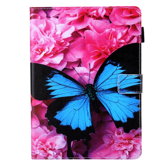 For iPad 10.2 2021 / 2020 / 2019 Coloured Drawing Pattern Horizontal Flip Leather Case with Holder & Card Slots & Photo Frame(Red Flower Blue Butterfly) - iPad 10.2 Cases by buy2fix | Online Shopping UK | buy2fix
