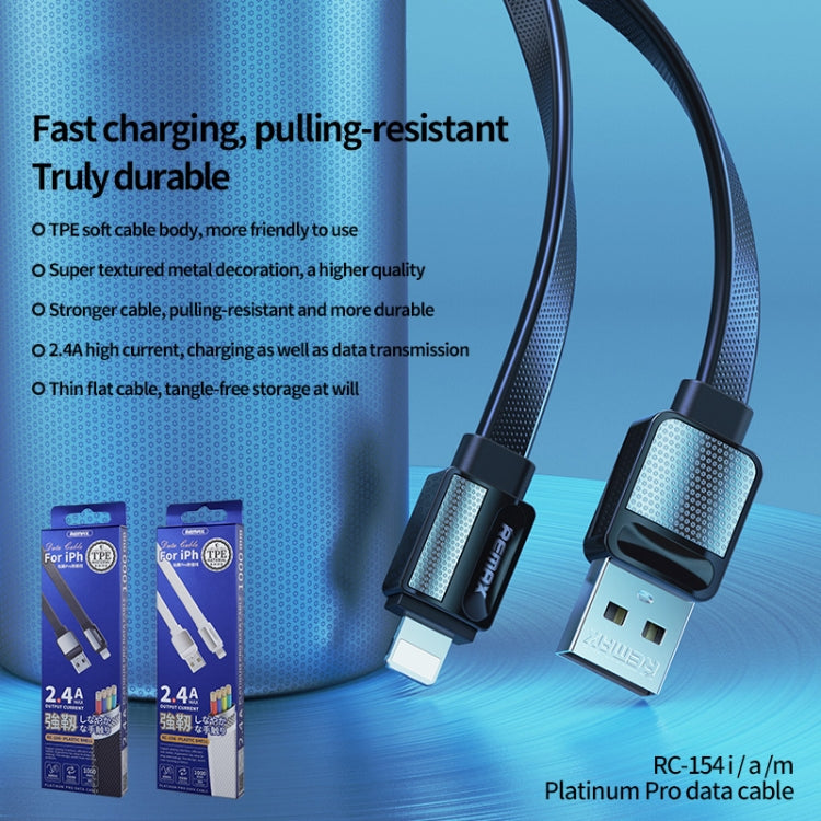 Remax RC-154i 2.4A 8 Pin Platinum Pro Charging Data Cable, Length: 1m (Black) by REMAX