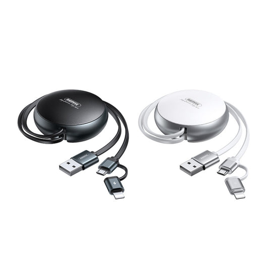 Remax RC-182i 2A 2 In 1 8 Pin + Micro USB Creation Series Telescopic Charging Data Cable, Length: 90cm(Black) by REMAX