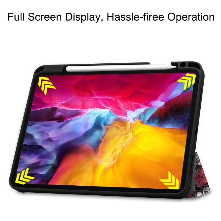 For iPad Pro 11 2022 / 2021 Colored Drawing Horizontal Flip TPU + PU Leather Tablet Case with Three-folding Holder & Sleep / Wake-up Function & Pen Slot(Graffiti) - iPad Pro 11 (2022/2021) Cases by buy2fix | Online Shopping UK | buy2fix