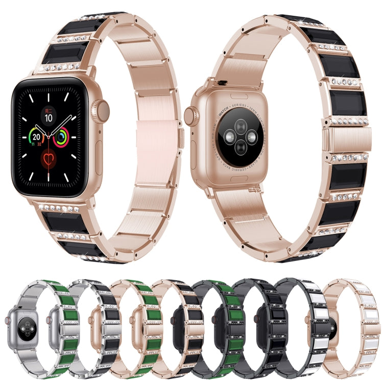XingYao Series Two-tone Steel Watch Band For Apple Watch Ultra 49mm&Watch Ultra 2 49mm / Series 9&8&7 45mm / SE 3&SE 2&6&SE&5&4 44mm / 3&2&1 42mm(Gold+Green) by buy2fix