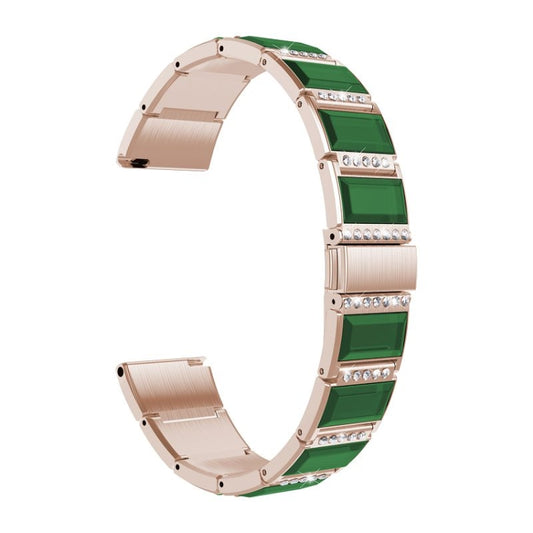 For Samsung Galaxy Watch 3 41mm Stainless Steel Diamond Encrusted Watch Band(Gold+Green) by buy2fix