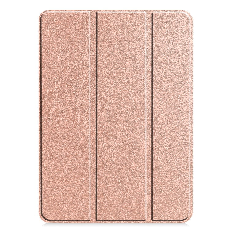For iPad Air 13 2024 / Pro 12.9 2022 Custer Texture 3-folding Smart Leather Tablet Case(Rose Gold) - iPad Pro 12.9 (2022/2021) Cases by buy2fix | Online Shopping UK | buy2fix