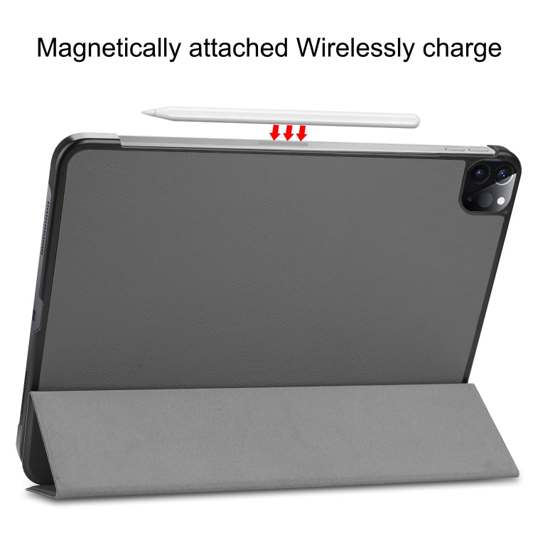 For iPad Air 13 2024 / Pro 12.9 2022 Custer Texture 3-folding Smart Leather Tablet Case(Grey) - iPad Pro 12.9 (2022/2021) Cases by buy2fix | Online Shopping UK | buy2fix