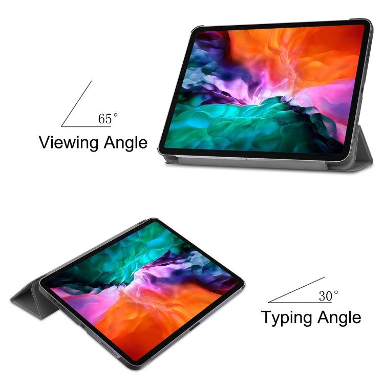 For iPad Air 13 2024 / Pro 12.9 2022 Custer Texture 3-folding Smart Leather Tablet Case(Grey) - iPad Pro 12.9 (2022/2021) Cases by buy2fix | Online Shopping UK | buy2fix