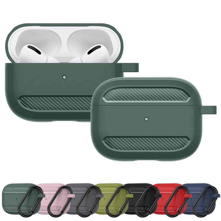 Wireless Earphones Shockproof Carbon Fiber Armor TPU Protective Case For AirPods Pro(Green) by buy2fix