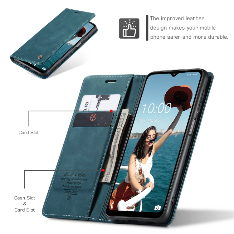 For Samsung Galaxy A12 CaseMe 013 Multifunctional Horizontal Flip Leather Case with Holder & Card Slot & Wallet(Blue) - Galaxy Phone Cases by CaseMe | Online Shopping UK | buy2fix